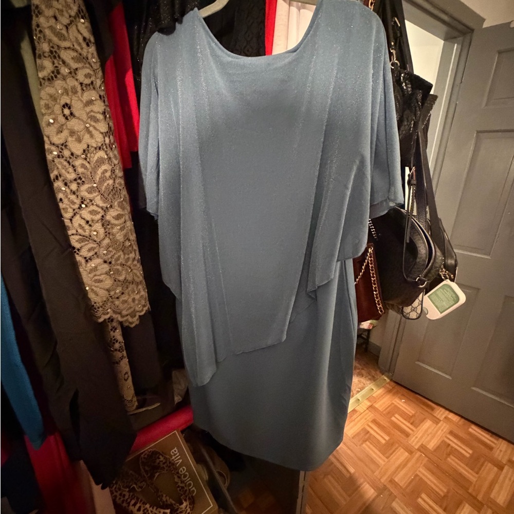 Chic Blue Layered Mini Dress